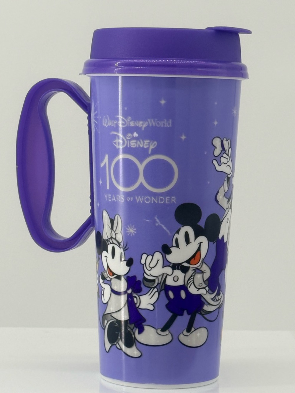 Disney Purple 100 Years of Wonder Mickey & Minnie Travel Mug with Handle